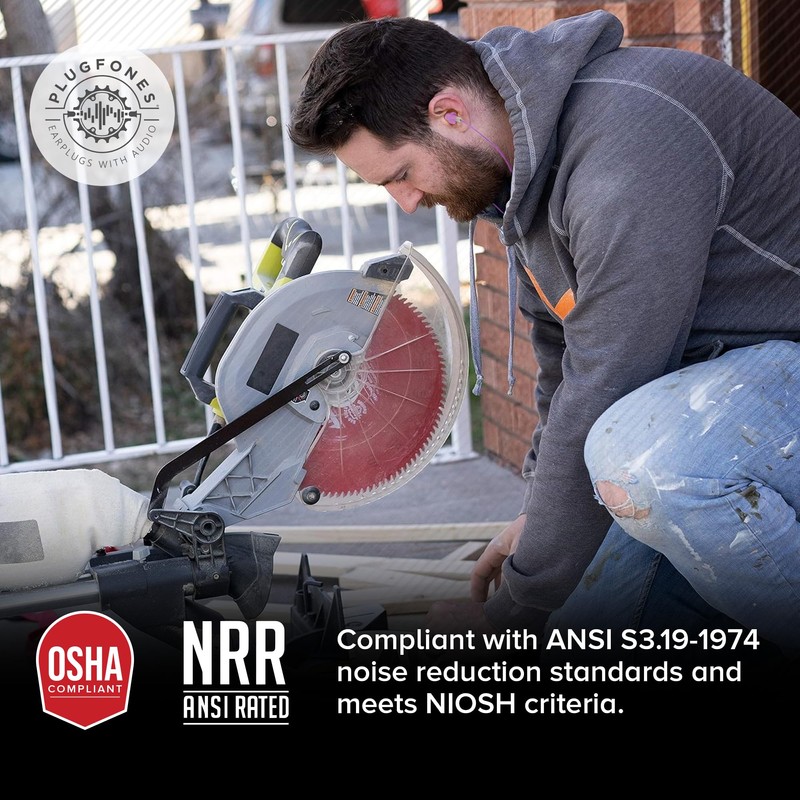 Plugfones Basic Earplug Headphones Earplug-Earbud Hybrid - 26 dB Noise