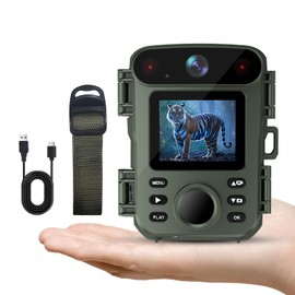 ArzzuNiu Trail Camera Mini Game Camera - 32MP 1080P Lightning Fast Motion Detection with Night Vision 0.2s Trigger Motion Activated IP66 Waterproof for Wildlife Monitoring