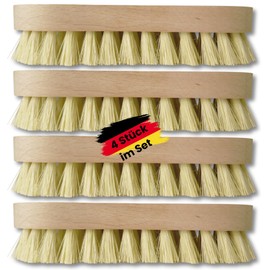 zederle Scrubbing Brushes with Ergonomic Beech Wood Handle (Pack of 4) Soft Bristles, Root Brushes for Perfect Cleaning, Cleaning Brush, Hand Scrubber, Plastic-Free Natural Product