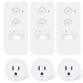 Greencycle Remote Control Outlet Plug, Remote Light Switches Wireless Indoor, Outlet Timer Indoor, No Interference No Wiring, 15A/1500W, 500ft RF Range, Compact Design, Programmable, 3Pcs