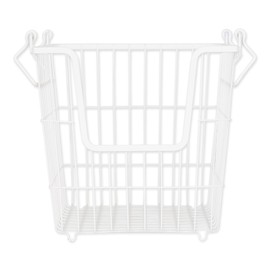 DII Metal Wire Mesh Stackable Utility Storage Bin, Large, 11x11x11, White