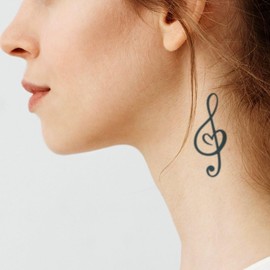 Notenschlüssel - Forever Never® | Temporäre Tattoos für Erwachsene - Hält bis zu 2 Wochen | vegan, wasserfest, EU-zertifiziert