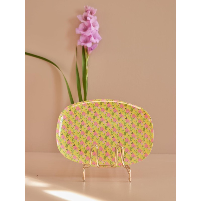 RICE BY RICE Yellow Sunny Days Print Rectangular Plate