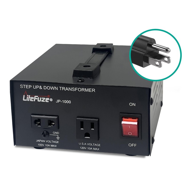 LiteFuze 1000W Step-Up/Step-Down Transformer with Dual Sockets - Premium Copper