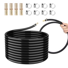 Generic Self-sinking weighted aeration hose, 100ft pond aerator hose kit with 8 stainless steel hose clamps and 4 patchers for pond, aquaculture, fountain underwater aeration hose, Black, YTBQG77