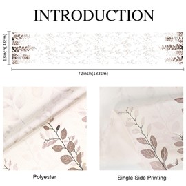 Table Runner Modern Living Room Spring Table Runner Brown Table Runner Beige Table Runner Floral Leaf Pattern Linen Abstract Wrinkle-Free Non-Slip Table Runner Decorative Table Linen Dining Table