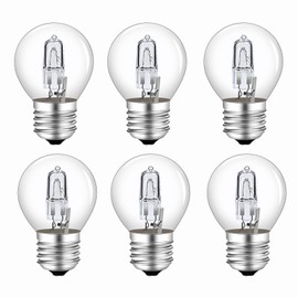 28W Halogen E27 G45 Golf Ball Bulb, 2700K Warm White Dimmable E27 Halogen Edison Screw ES Bulb AC 230V 370LM Classic Clear Round Mini Globe Bulb for Chandelier, Pack of 6