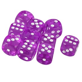 Yiotfandoll 10PCS Polyhedral Dice D6 Dice 16mm Acrylic Dice Game Dice for RPG MTG DND Dice Table Games (Transparent Purple)