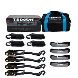 Tie Down 2 in. x 8 ft Black Heavy Duty Car Trailer Ratchet Strap, 4-Pack Kit - 11128 lbs. Breaking Load Limit