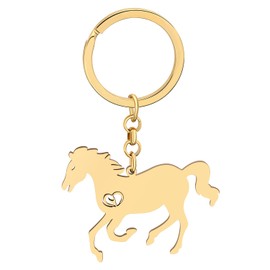 RAIDIN Stainless Steel 18K Gold Plated Cute Running Horse Keychains Keyring Gifts for Women Girls Horse Lovers Car Purse Charms Accessories (Gold-149)
