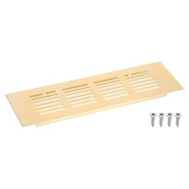 sourcing map Air Vents Cover, 1Pcs 200 x 60mm - Aluminum Alloy Mesh Air Return Vent Cover, Rectangle Louvered Ventilation Grille for Shoe Cabinet Wardrobe (Gold)