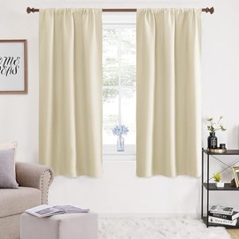 NANWEI Cortinas Blackout para Recamara con Aislamiento Térmico, Cortinas para Sala 100% Poliéster Tela, Reducción de Ruido, Suave Cortinas con Bolsillo para Barra, 2 Paneles, 106.6 x 160 cm, Beige