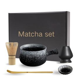 5-Pcs Matcha Set - Ergonomic Handle Matcha Bowl, Whisk, Bamboo Scoop, Chasen Holder, and Saucer | Perfect for Whisking Matcha Powder into Frothy Tea