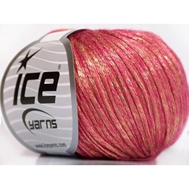 Rock Star, Gold, Pink, Metallic Shine, Soft Nylon Merino Wool Acrylic Blend Yarn, 50 Gram