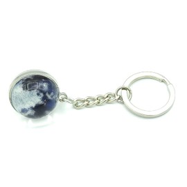 Promotech Luminous Moon Earth Keychain for Boys Girls Adults Glow in the Dark, black / grey