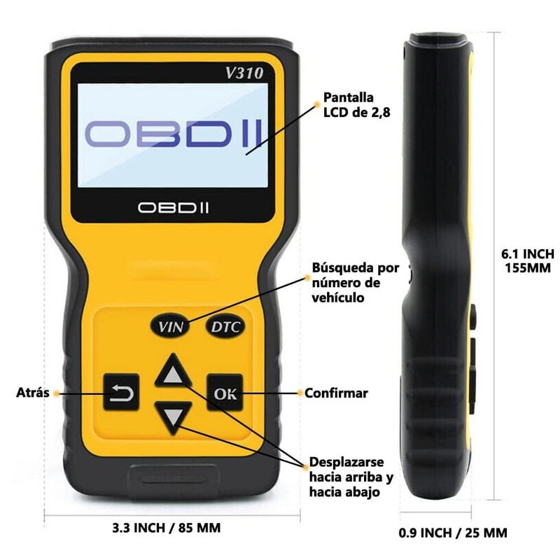 BAYLOVE Escáner Automotriz Professional OBD2 V310, Lector de Códigos Universal,