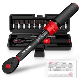 HYCHIKA 13PCS 1/4" Torque Wrench 5-25Nm, ±2% Accuracy, 72-Tooth Bike Torque Wrench Set with 12 Bits & Storage Case for Bicycle, Motorcycle, Electronics.