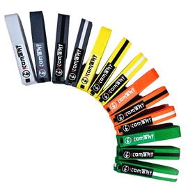 KOMBAT USA Premium Quality Kids Brazilian Jiu Jitsu Belts, Martial Arts BJJ Belts for Boys & Girls with BJJ Ranking Stripes, Orange/Black, K1