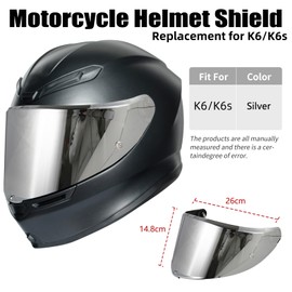 Helmet Visor for K6/K6s, Motorcycle Helmet Visor, UV Protection Helmet Visor, Motorcycle Wind Protection Helmet Lens Visor, Motorcycle Helmet Visor Replacement (Silver)