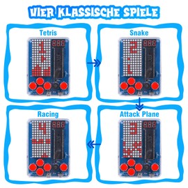 Pemenol DIY Soldering Electronic Building Kit Game Console with Four Games Soldering Kit for Soldering and Science Education Fun Soldering Learning Set