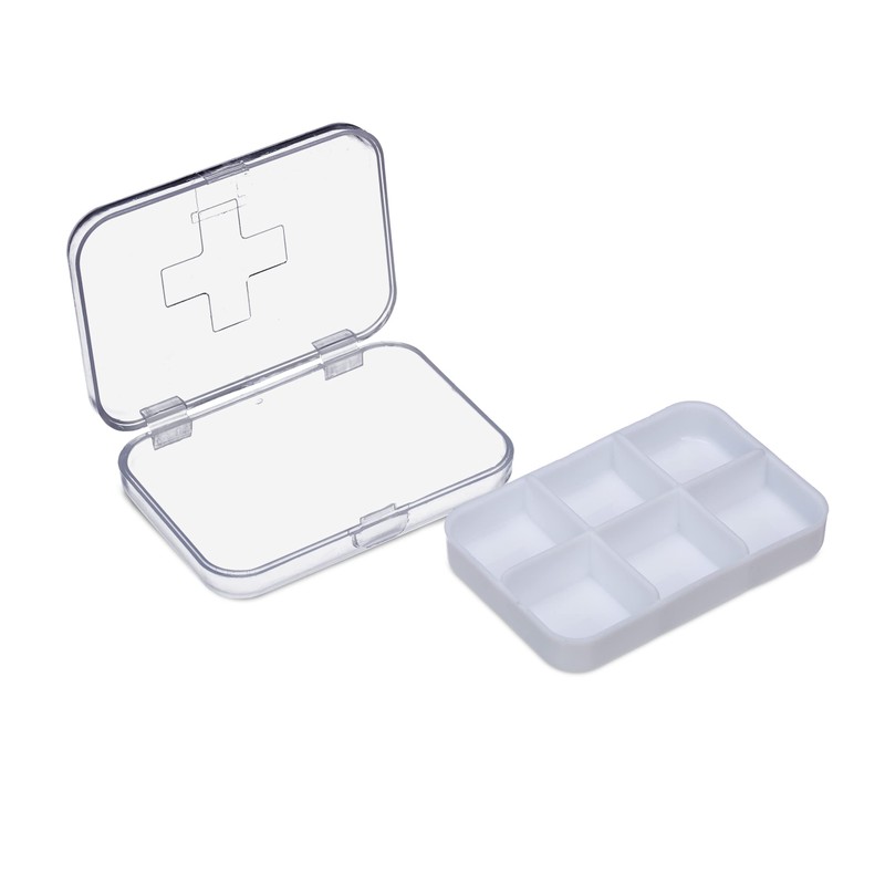 Set of 3 Relaxdays Pill Dispenser, 6 Compartments, Med Cutter,