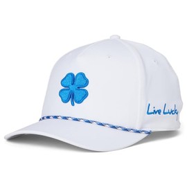 Black Clover Standard Classic Rope 1 Adjustable Hat, White Hat/3D Royal Clover