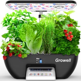 Hydroponics Growing System Kit, 17 Pods Herb Garden with 102 28W Full-Spectrum Grow Lights & 2 Fans, Indoor Garden with Water Pump, 10L Water Tank, Auto Timer, Height Adjustable (Black & White)