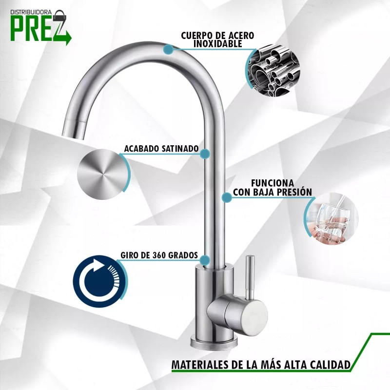 Prez Grifo Mezcladora Monomando Fregadero Inoxidable Sp-10020