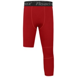 Roadbox Boys One Leg Compression Pants, 2Pack 3/4 Athletic Basketball Leggings, Youth Sports Base Layer Tights