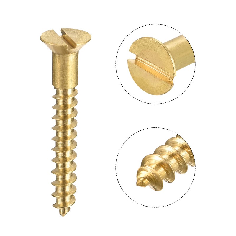 sourcing map Wood Screws M3.5 x 25mm Slotted Flat Head