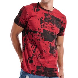 KLIEGOU Mens Hipster Hip-Hop Premiun Tees - Latest Fashion Print T-Shirts Red Wine 3XL
