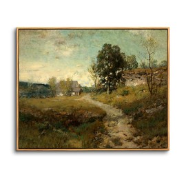 hyidecorart Vintage Canvas Pictures with Frame Wood, 20 x 25 cm, Small Wall Pictures, Living Room, Nature, Rural Landscape Picture, Aesthetic, Wall Decoration, Bedroom Painting, Desktop, Bathroom,