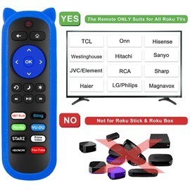 (Pack of 2) RC280 Remote for Roku TV Remote with 2 Glow Covers, for TCL Roku/Onn Roku/Hisense Roku/Element/Sharp/Haier/Hitachi/LG/Sanyo/JVC/Magnavox/RCA/Philips/Westinghouse Roku Series Smart TV