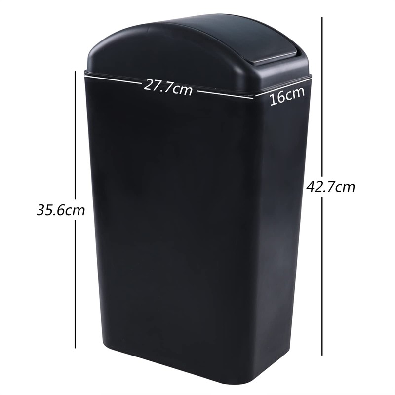 Jandson 14 L Slim Kitchen Garbage Can with Lid, Black