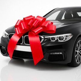 KNJOMZIE Large Car Bow, Gift Bow, Large (Red, 58 cm/23 inches), Giant Car Bow, Large Bow with 2 Suction Cups for Car, Bike, Christmas, Wedding, Birthdays