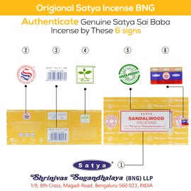 Satya Sandalwood Incense Sticks, Satya Bng Insens 15gmx12 Pack with Raajsee Insence Holder Bundle, Satya Nagchampa Natural Incence