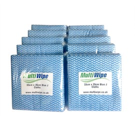 MultiWipe 50 Blue J Cloth Design | 30% Wood Pulp 70% Polyester | 33m x 35cm | Highly Absorbent Single or Multi Use Cleaning Cloth