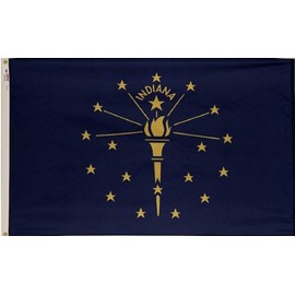 3x5 Foot (90x150 cm) State Polyester Indoor/Outdoor Flag; Vivid Color and Fade Proof - Canvas Header and Double Stitched (Indiana)