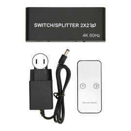 HD Multimedia Interface Switcher 2 in 2 Out 4K HD Multimedia Interface Splitter for PC Projector TV 100‑240V US Plug