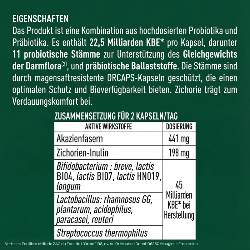Probiotic Capsules - 45 Billion CFU - Intestinal Treatment &