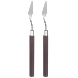 HARFINGTON 2pcs No.6 Palette Knives 12mm Width Stainless Steel Small Pointy Spatula Painting Pallet Knife with Wood Handle for Oil Acrylic Canvas Mixing Spreading, Red