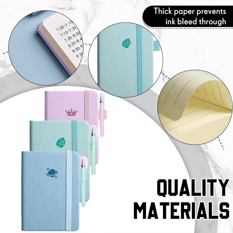 MXHBSTP 3 Pcs Pocket Notebook Set, Small Notebook, A7 Portable
