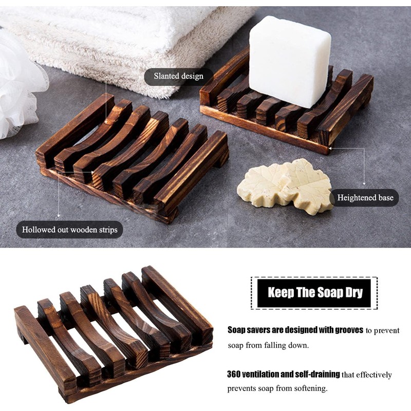 Kandid Bamboo Soap Dish - Single Pack with Drip Holes