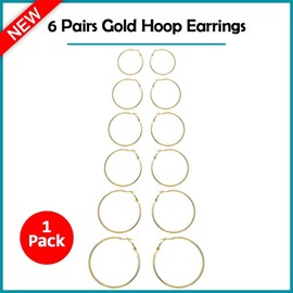 Fenzer B2G1 FREE 6 Pair Gold Hoop Earrings Hypoallergenic Alloy Unisex Men Women