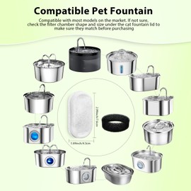 Cat Water Fountain Filters - 16 Pack Cat Fountain Filters for 3.2L/108oz & 2L/67oz Pet Water Fountain, Three-Layer Filtration Replacement Filters(8+8 Pack), Package Amount for 4 Months