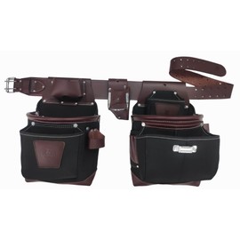 Zeluga 20-171 100% Leather Tool Belt, Bag, Carpenter, Construction, Framers, Handyman and Electrician Tool Bag Set, Brown