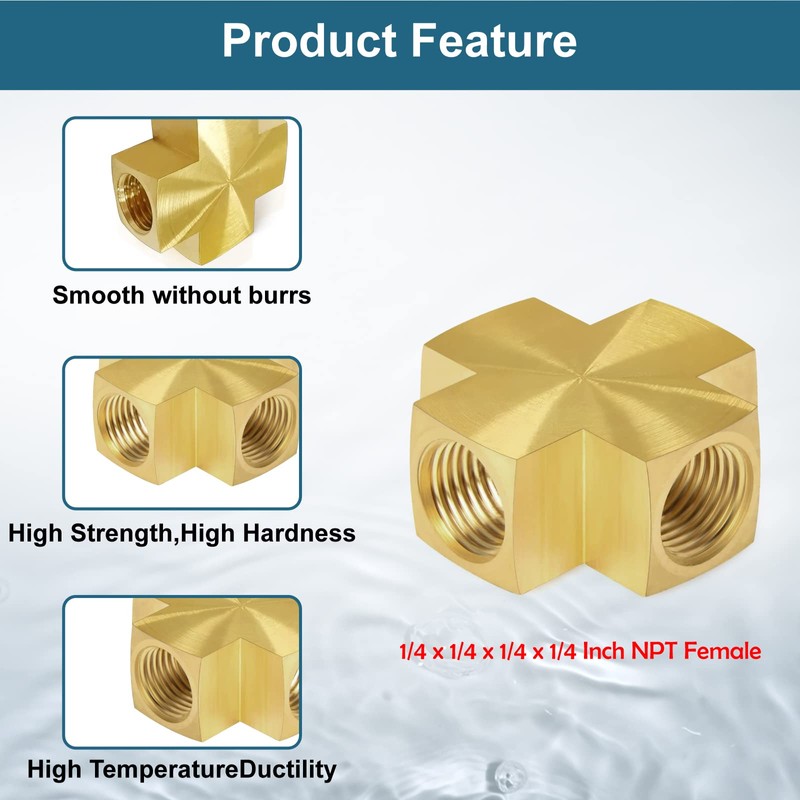 Midanya 1/4 x 1/4 x 1/4 x 1/4 Inch NPT