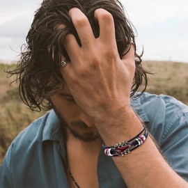 KummerSaprk Mens Leather Bracelet Punk Guitar Accessories for Music Teacher Appreciation Gifts Retro Guitar Bracelet for Men Multi-Layer Wrap Bracelets Jewelry