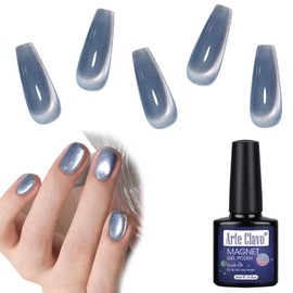 Arte Clavo Glitter Blue Cat Eye Gel Polish 10ml - Holographic Shimmer Translucent Color with Magnet, Magnetic Polish for Salon & DIY at Home (0.5 OZ) 6001…