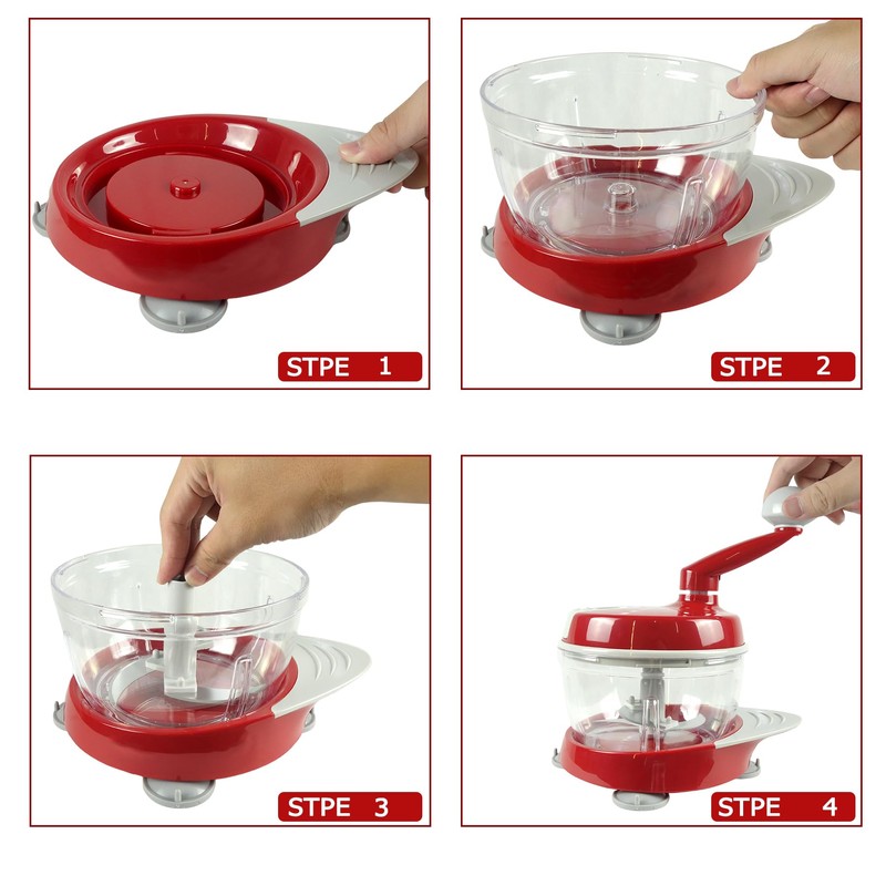 Manual Food Processor,Hand Powered Crank Food Processor Chopper,Food Vegetable Onions